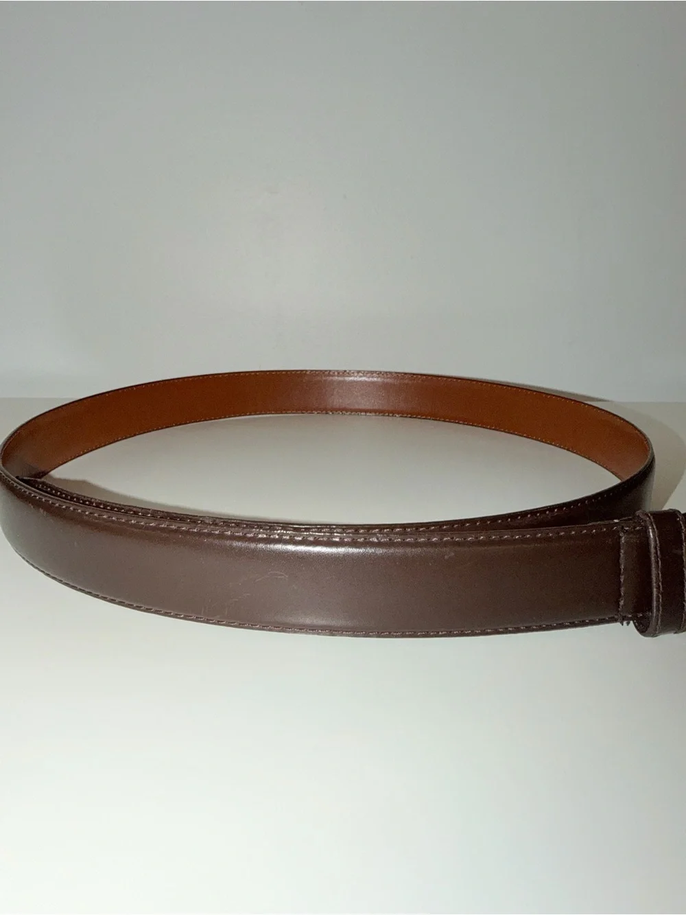 Vintage Signed Christian Dior Brown Split Leather Men’s Belt, Sz 38
